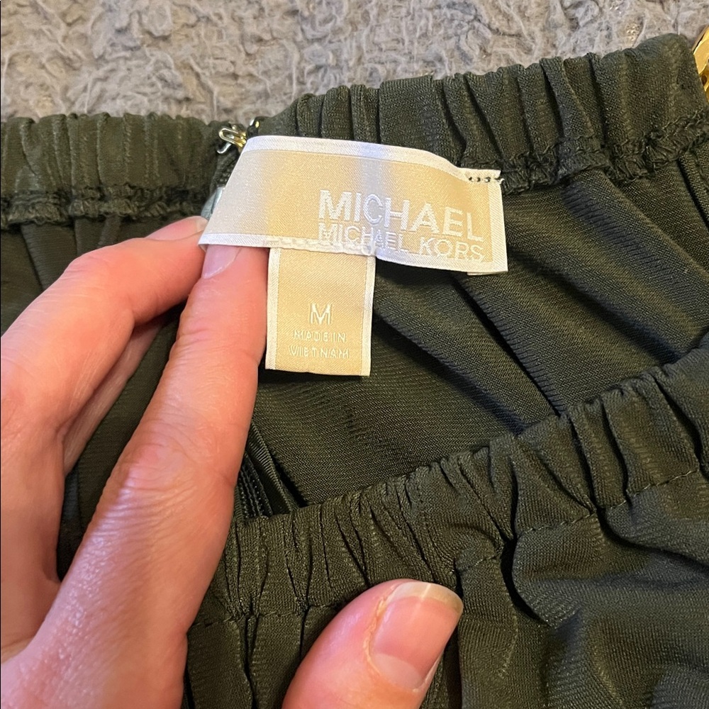Michael Kors Olive Green Dress with Gold Accents - Picture 2 of 6